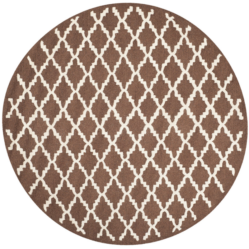 Cannen Hand Tufted Wool Geometric Rug, Round 6'