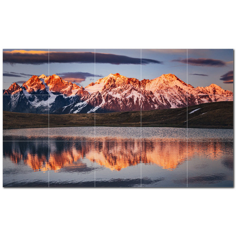 Mountains Photo 6'' x 6'' Satin Ceramic Decorative Mural