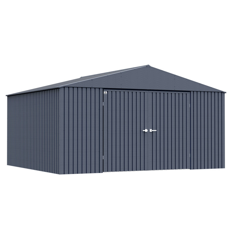 Anthracite 12' x 16' Steel Storage Shed with Swing Doors