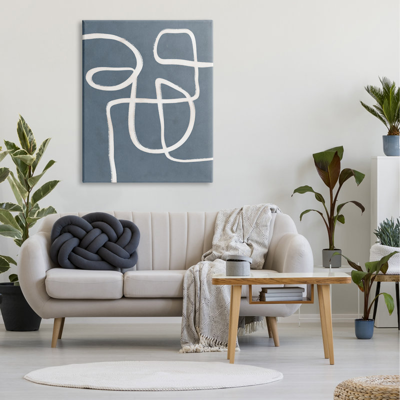 Dessin abstrait ligne abstraite cursive, Plaque murale, H 36 po x l 48 po