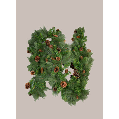Serene Spaces Living Woodland Pine Garland With Pinecones , 111" Long