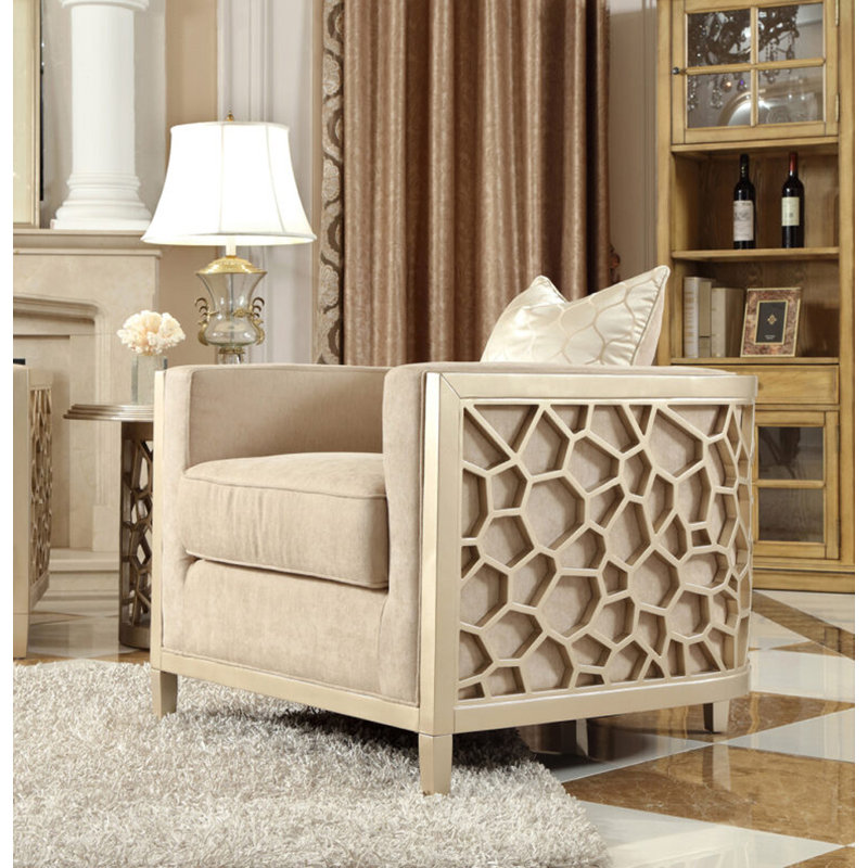 Champagne Honeycomb Cut Out Frame Accent Chair
