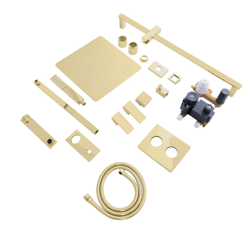 ZLINE Bliss Shower System with 12" Oversized Shower Head in Chrome, Polished Gold
