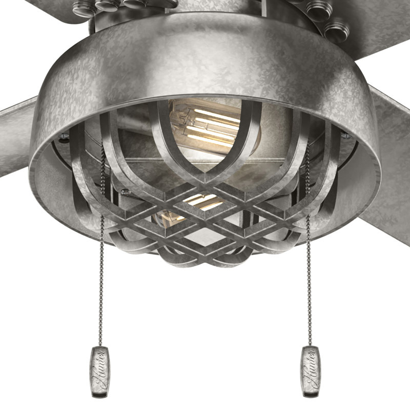 52" Painted Galvanized 4-Blade Ceiling Fan with LED Light Kit