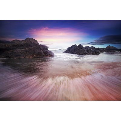Sea And Rock At Sunset. by Nicholashan - Wrapped Canvas Print