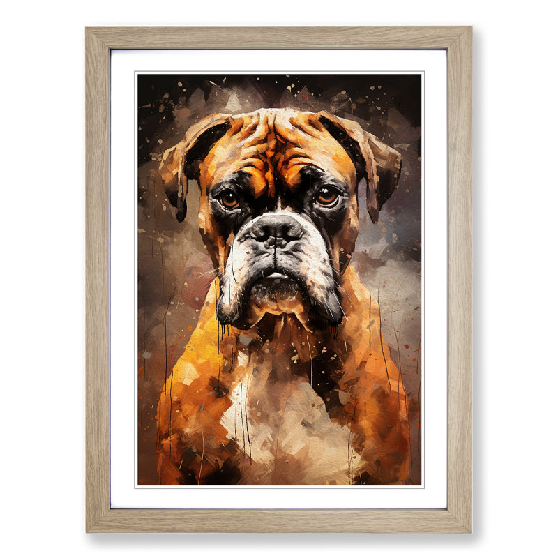 Boxer Dog Conceptual Art - Framed Print, Oak Framed, 34cm H x 25cm W x 2cm D