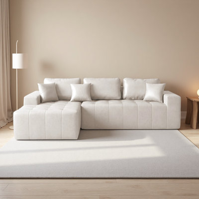Canapé-lit de coin en similicuir durable et durable, canapé modulaire en forme de L avec éponge à haute densité, canapé convertible sans assemblage requis pour le salon, appartement, chambre d'amis