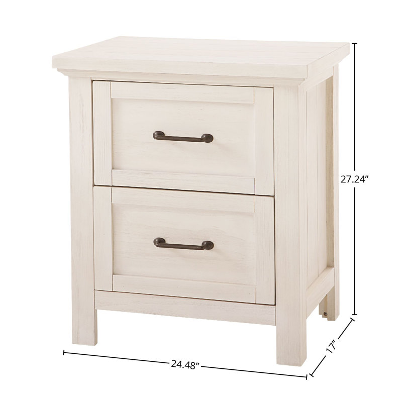 Aceline 24.48'' W Solid Wood Nightstand, White