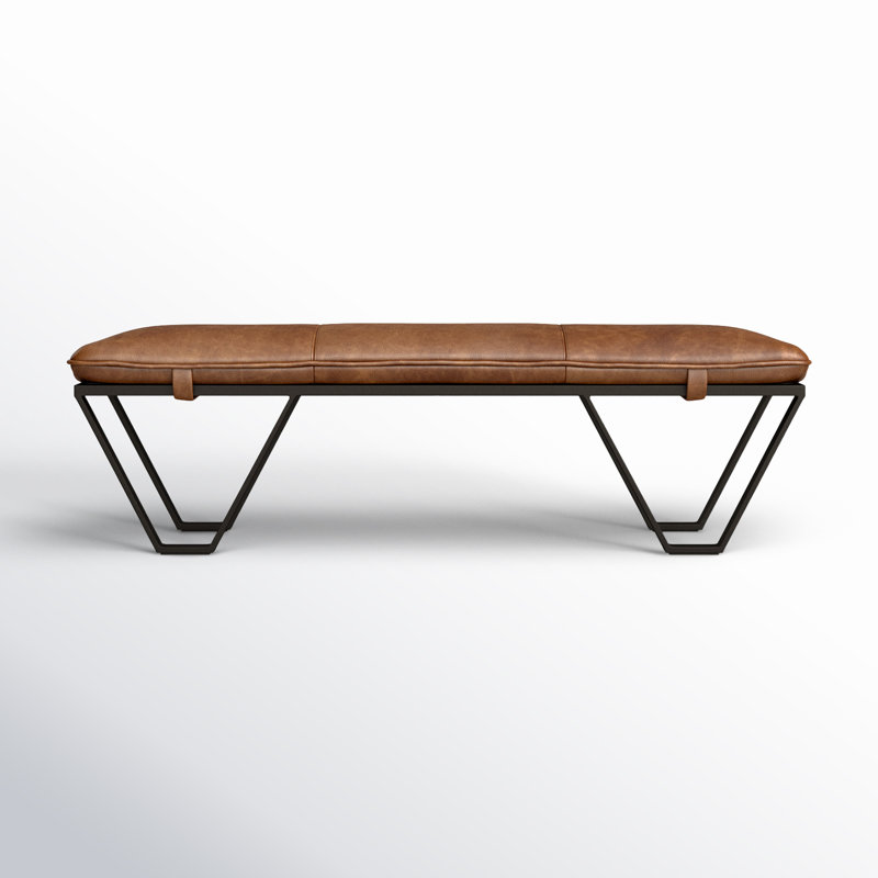 Darrow Leather Bench, Palermo Cognac Genuine Leather