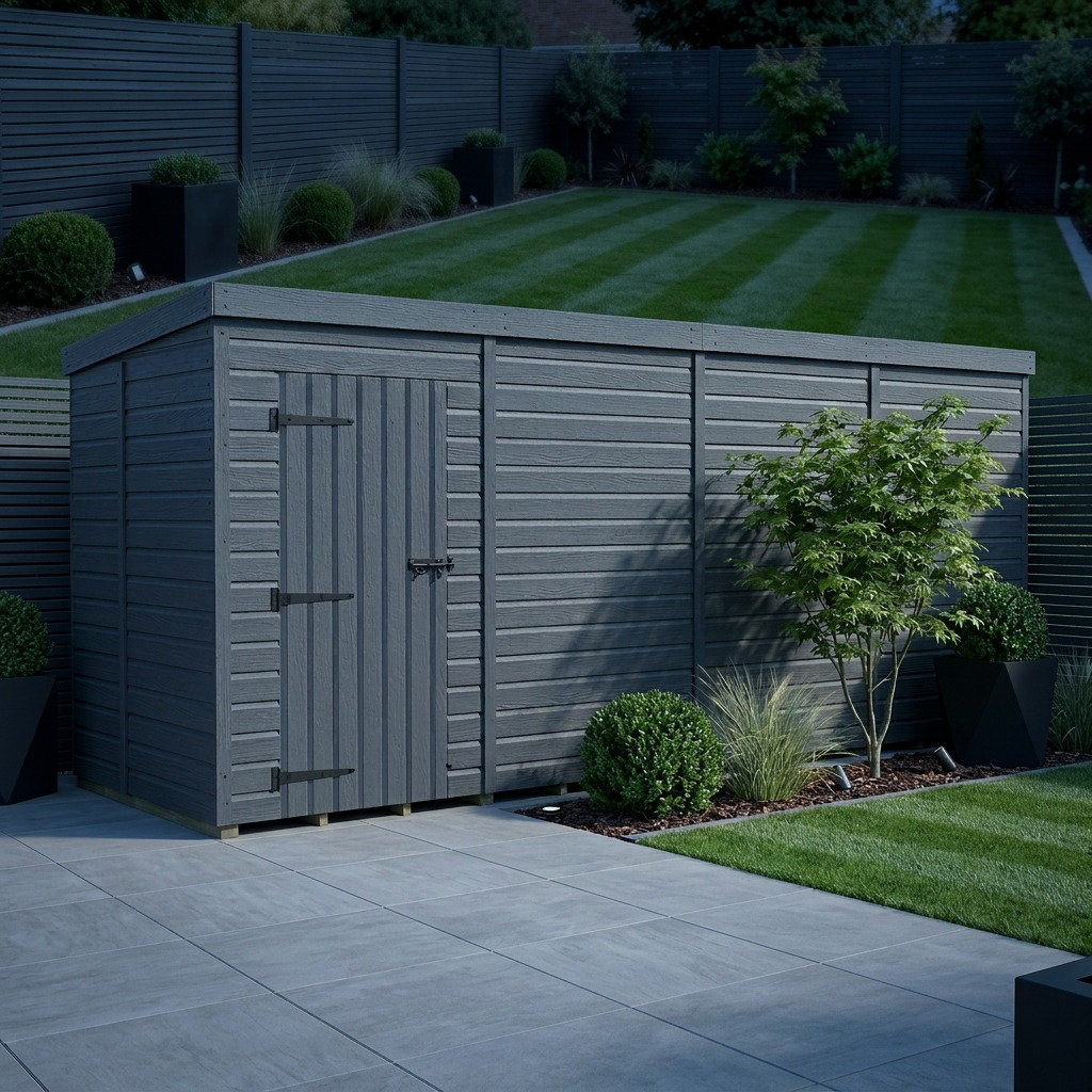 Total Sheds 16ft x 5ft Composite Pent Garden Shed - Single Door - No Windows - EPDM Rubber Roof - UK Manufactured