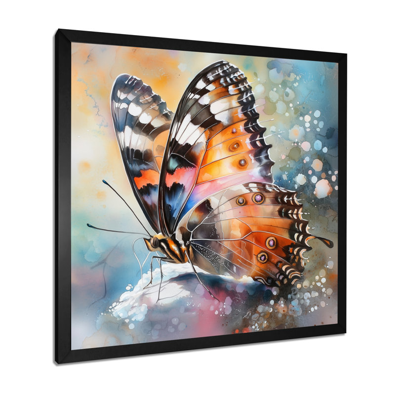 Ailes de papillon de l'été II - Art mural papillon, H 30 po x l 30 po, Reproduction encadrée, Noir