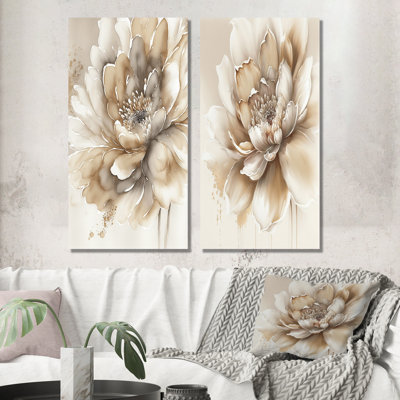 2 pièces sur toile - Fleur beige simple