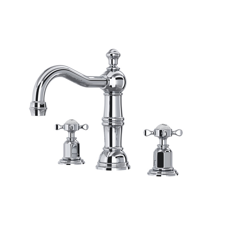 Edwardian™ Widespread Bathroom Faucet with Drain Assembly, Polished Chrome, Cross