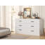 Commode en bois pour chambre à coucher, commode double à 6 tiroirs, commode moderne à tiroirs profonds, grand rangement pour le salon, garde-robe, P 15,8 po x l 47,2 po x H 27,7 po (blanc)