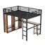 Queen Size Loft Bed Frame With Built-In Wardrobe, Metal Loft Bed With Desk And Storage Shelves-1860117841