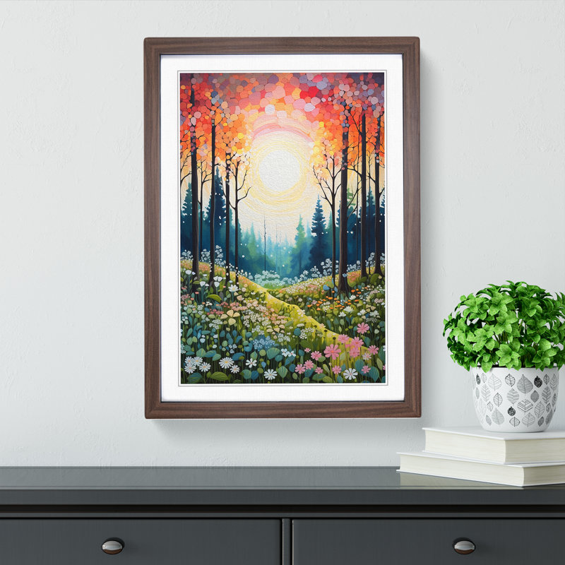 Spring Forest - Single Picture Frame Print on Wood, Walnut Framed, 64cm H x 46cm W x 2cm D