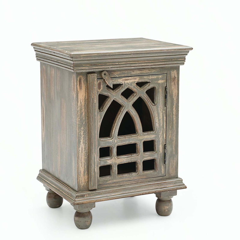 Dearbhail Handcrafted Mango Wood Nightstand,  Antique Gray