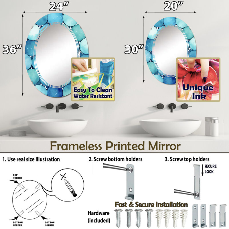 Miroir mural Guillelmina, 36 po x 24 po