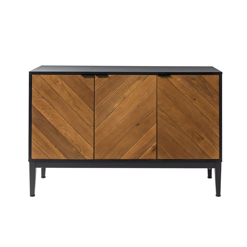 Pascale 47" W Herringbone Sideboard with Adjustable Shelf, Black