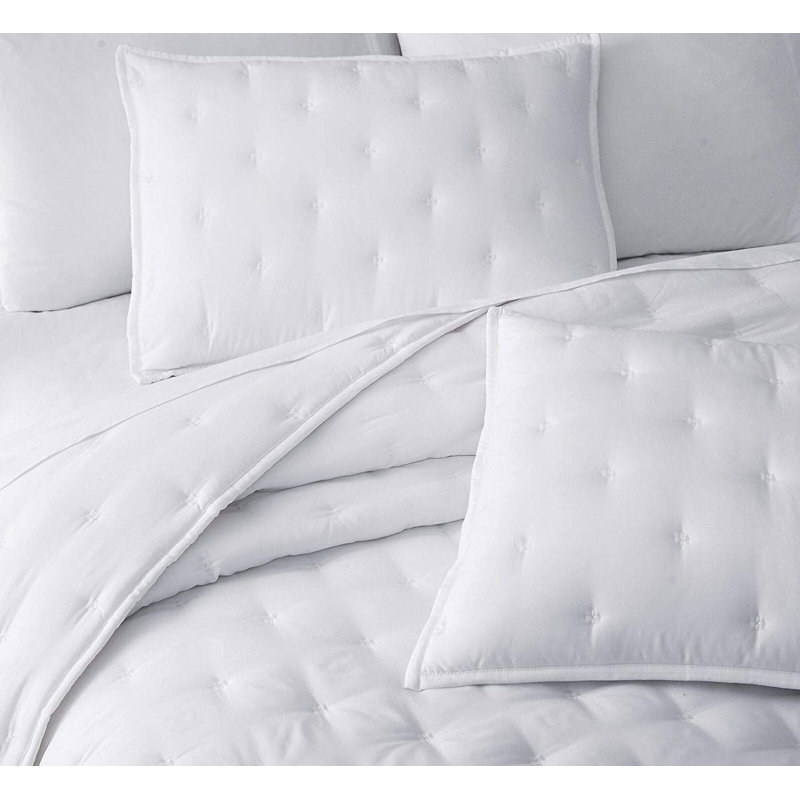 Cross-stitch Lightweight Cooling Quilt Set, Queen Quilt + 2 Standard Shams, White