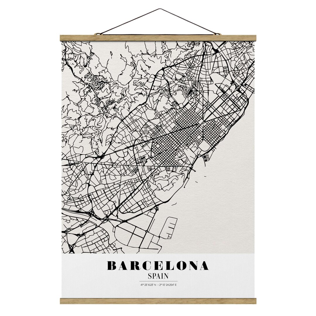 Stoffbild Stadtplan Barcelona - Classic