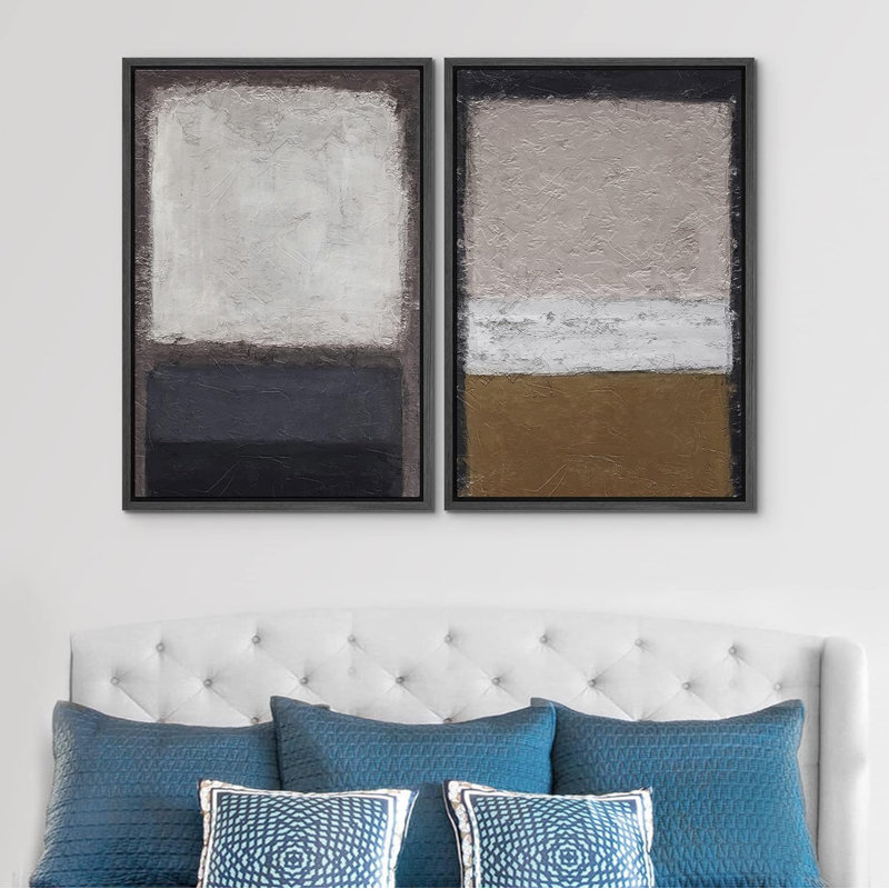 «Grey Brown Pastel Geometric Color Blocks Abstract Shapes Art Contemporary», impression sur toile 2 pièces