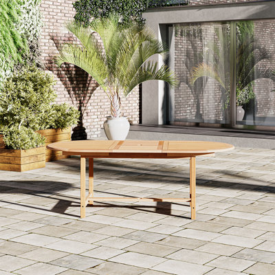 Audre Extendable Oval Teak Outdoor Dining Table
