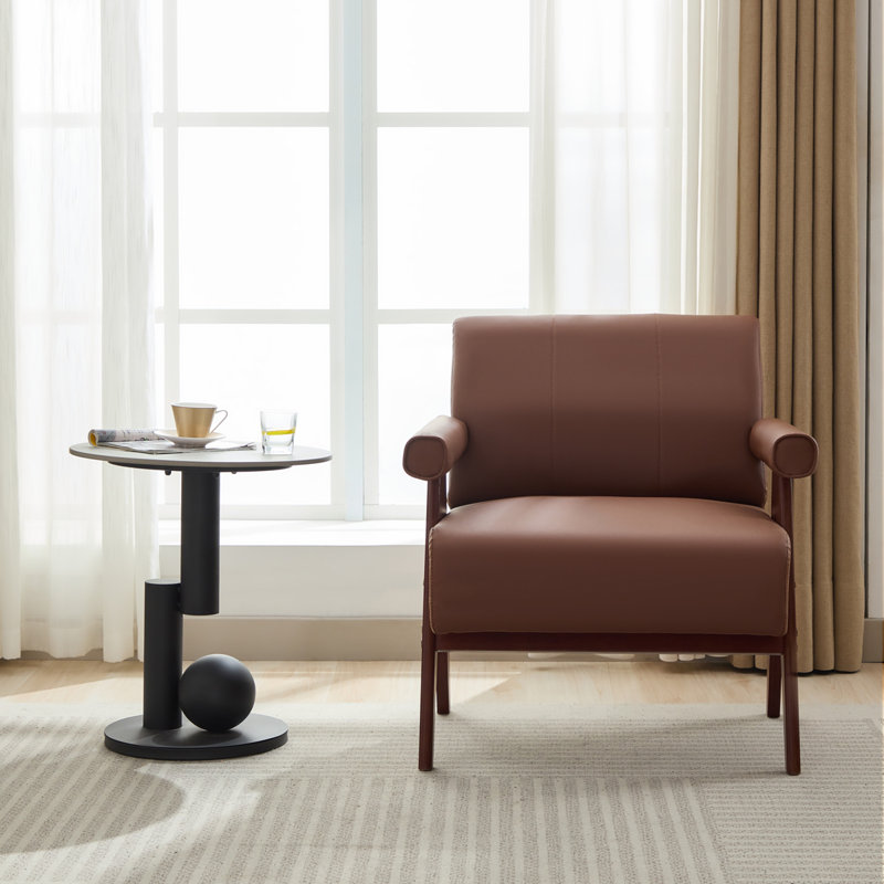 Fauteuil de 29,1 po de largeur Lanesborough, Similicuir brun