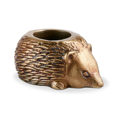 Garden Hedgehog Tealight Gold Aluminum Everyday