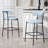 26'' Counter Height Bar Stools Teddy Fabric Cover Kitchen Island Counter Bar Stool With Black Powder Coating Base And Footrest(BLUE)-649880111