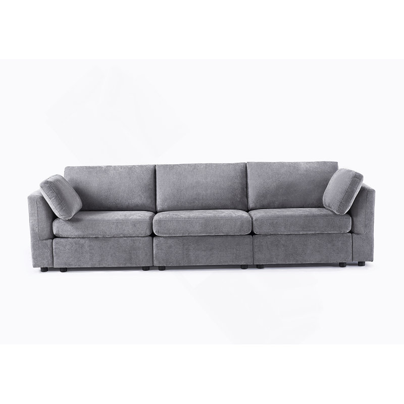 Comfortable Chenille Modular Sofa with Soft Seat and Back, Ideal for Relaxation, Gray