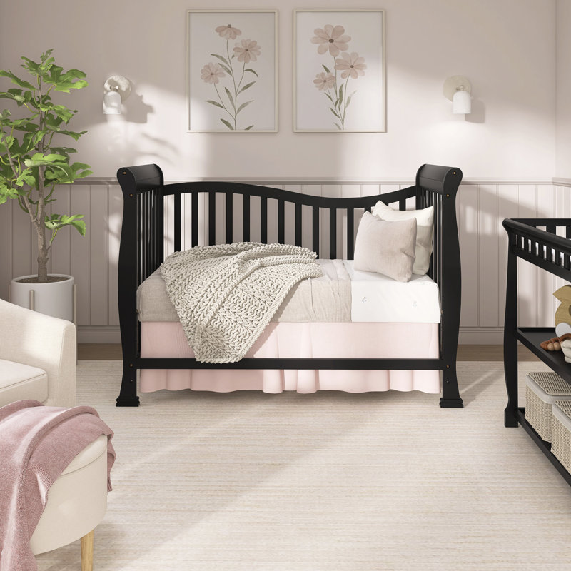 Lit de bébé convertible 7-en-1 Violet, Noir