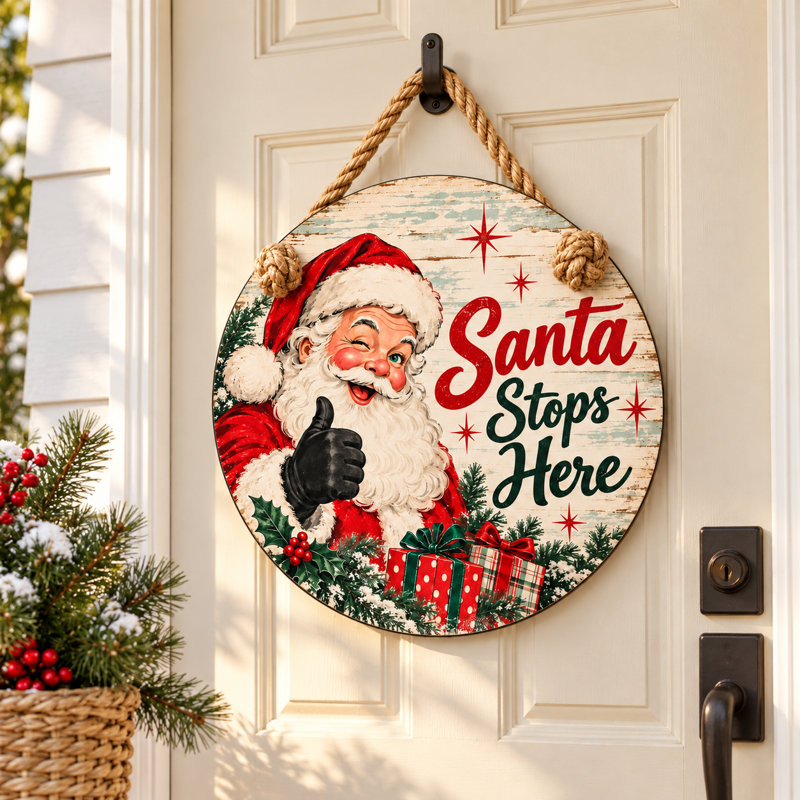Crochet de porte de Noël rétro et résistant aux intempéries - 15,75 po