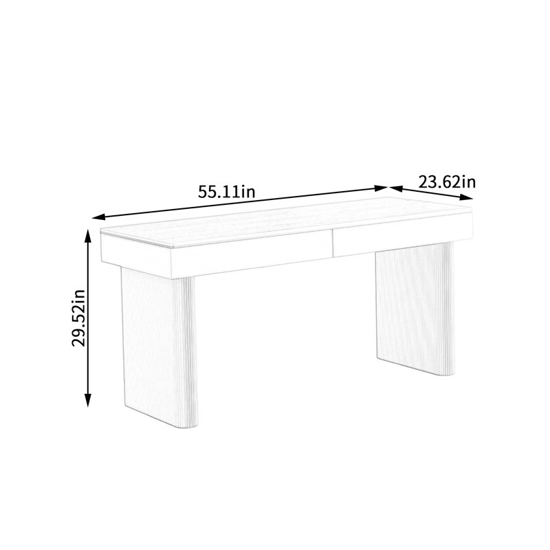 Modern Design Creamy Style Drawer Writing Desk, 29.52" H x 55.11" W x 23.62" D