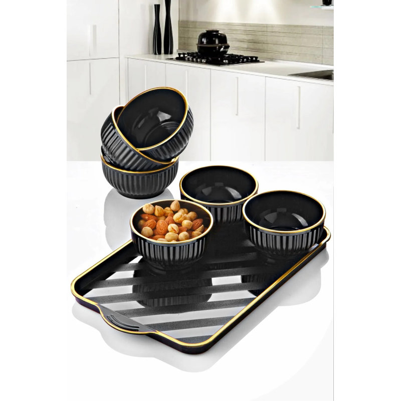Fairmont Park Ainesh 100% ACRYLIC Salad Bowl, Black