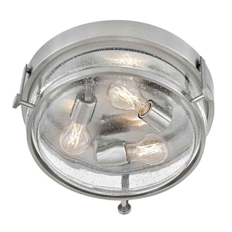 Harper 3-Light Flush Mount Retro Ceiling Light, Brushed Nickel