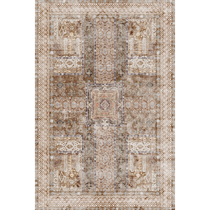 Tapis lavable ZENELESS brun clair avec tapis doux pour animaux domestiques, Rectangulaire 8 pi x 10 pi