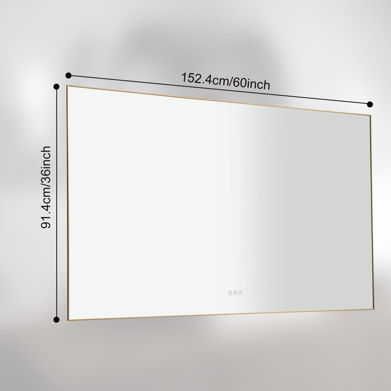 32"x24" Led Bathroom Vanity Mirror With Back Light,multifunction,brushed Gold, 36" x 60"