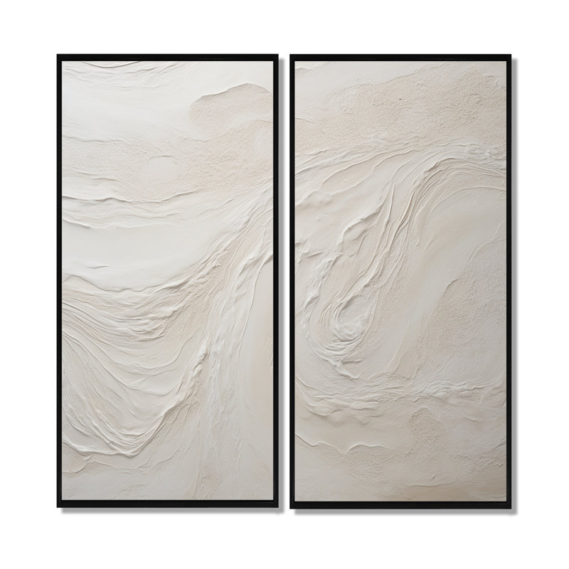 Décoration murale 2 pièces Clate - Beige, Floater Framed Print without Mat, 32" H x 32" W, Black