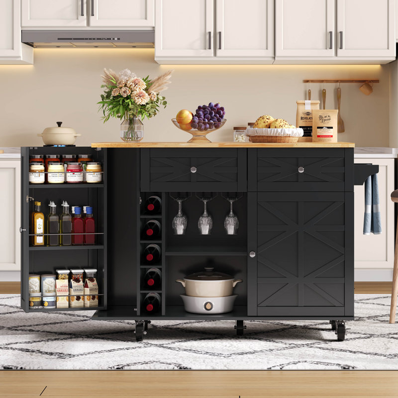Wood Kitchen Cart, Black