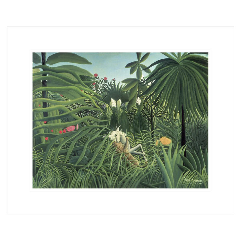 «Jaguar Attacking a Horse» par Henri Rousseau, impression giclée sur cadre, H 17,75 po x l 21,26 po