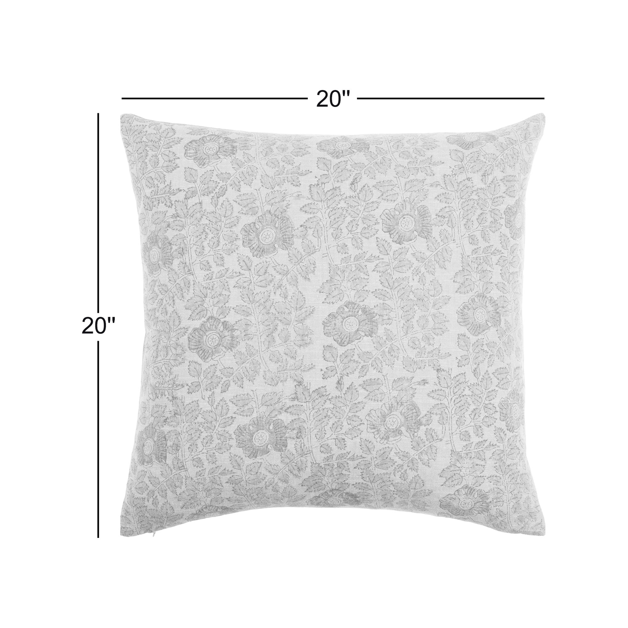 Tallie Floral Linen Pillow Cover, Pillow Cover Only - No Insert, 20" x 20"