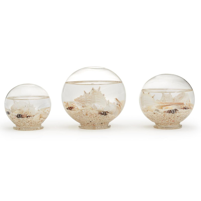 Atlantis Set of 3 Decorative Glass Globes With Shells And Starfish 5.5" H