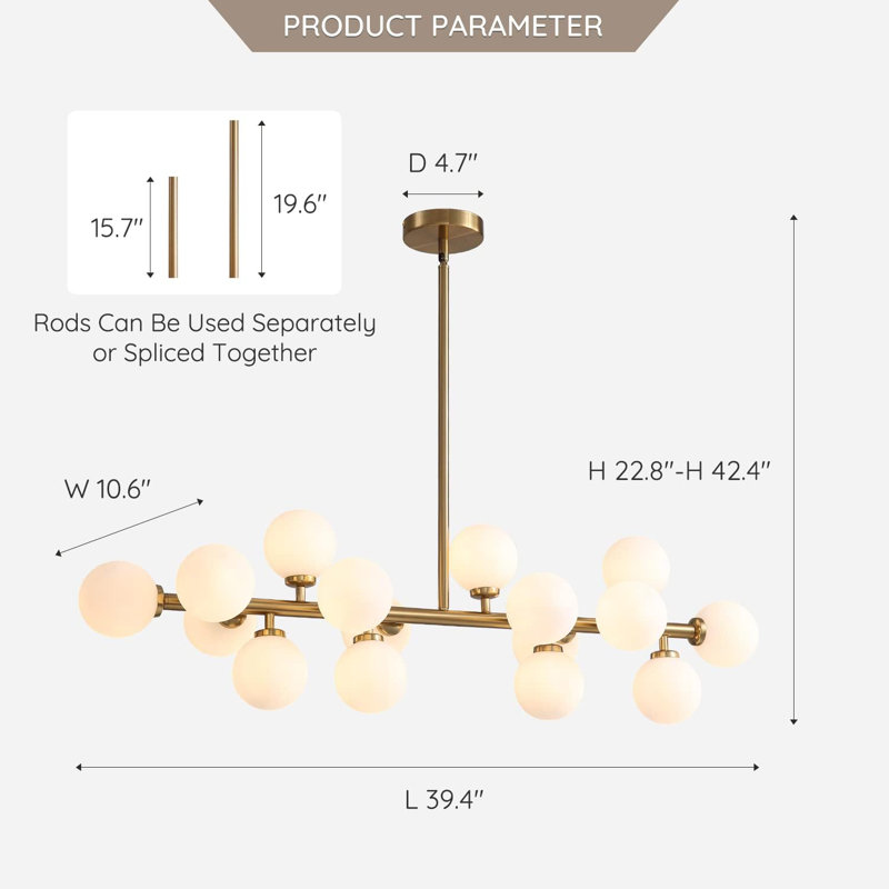 Mandre 16 - Light Modern Linear Chandelier for Dining Room