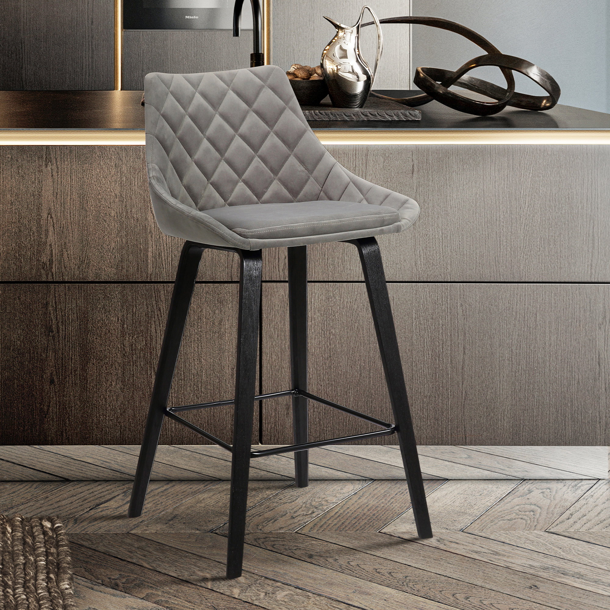 Dark Grey Velvet Bar Upholstered Grey Bar Stools Corrigan Studio