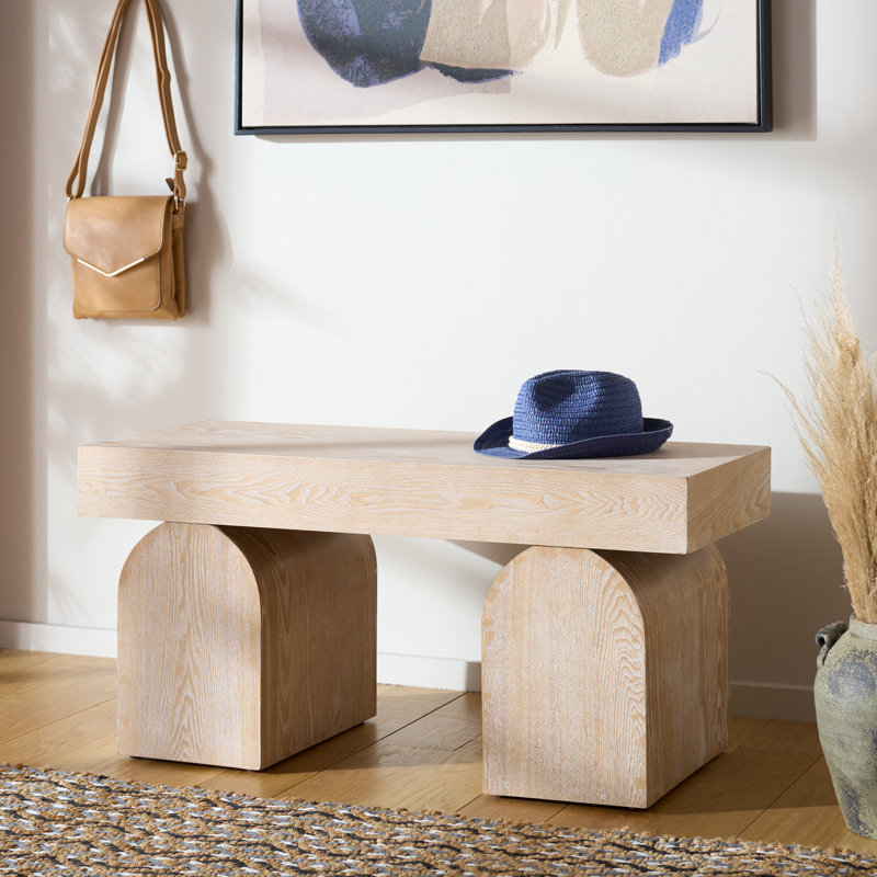 Banc de rangement Maez, Blanc décoloré