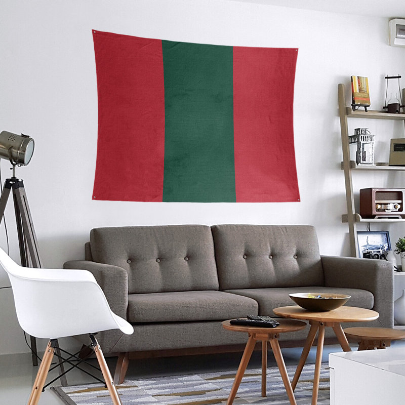 Tapisserie de polyester Minnesota, Rouge Iron Range / vert forêt / rouge Iron Range, H 68 po x l 80 po