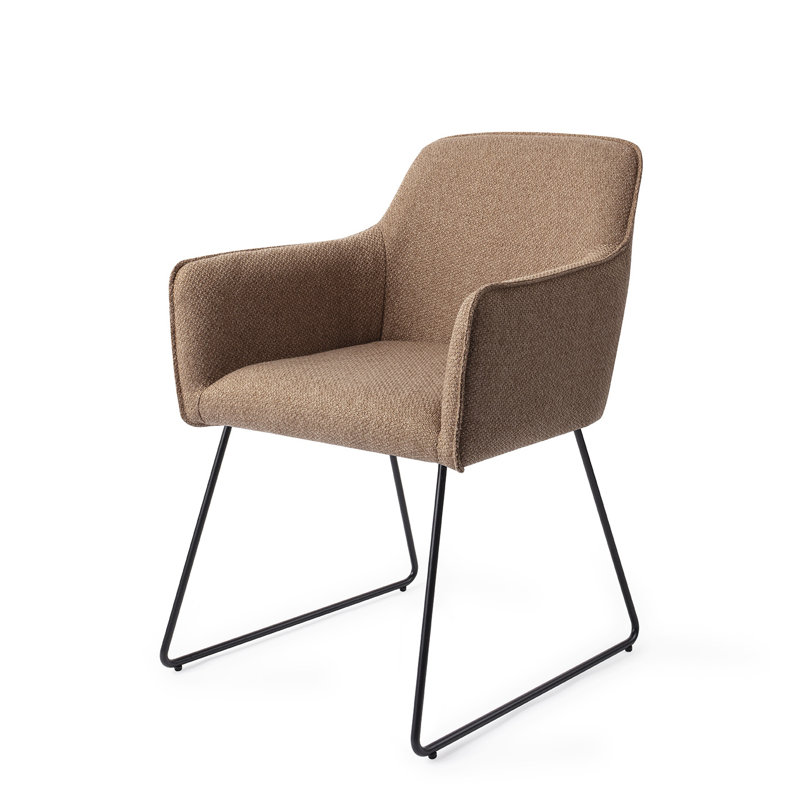 Lannie 123.19cm H Upholstered Dining Chair, Black, Brown