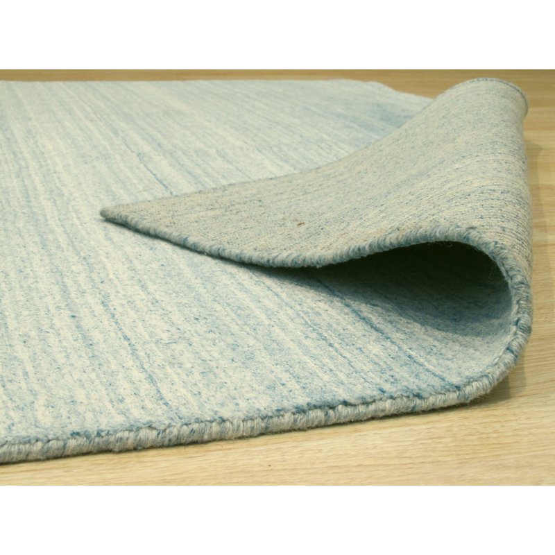 Tapis bleu tissé à la main Kelbark, Rectangle 10 pi x 14 pi