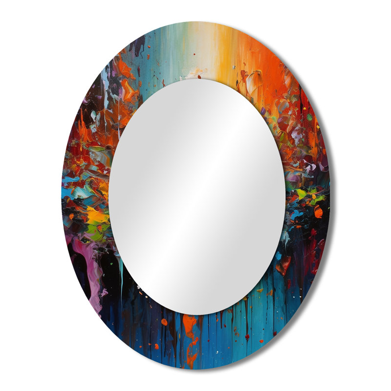 Miroir mural orange / sarcelle cubique Fusion - Modern, 43 po x 33 po